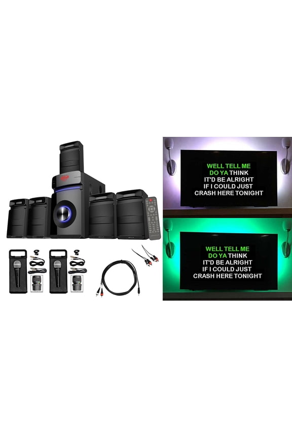 Bluetooth Home Theater Karaoke Machine System w/5.25" Subwoofer+LED'S