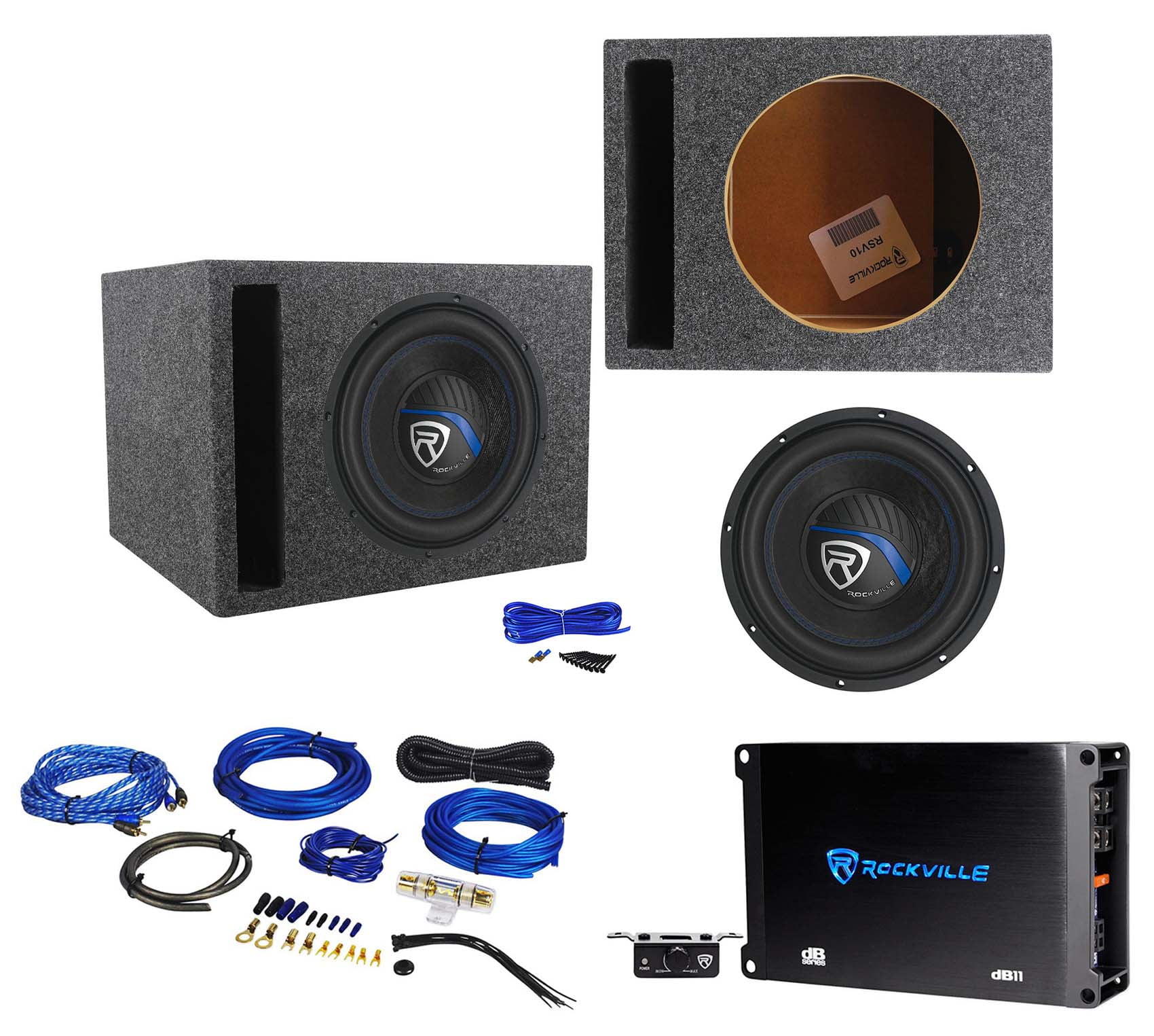 Rockville Bundle: Rockville dB11 2-Ohm Car Amp Bundle with Complete ...