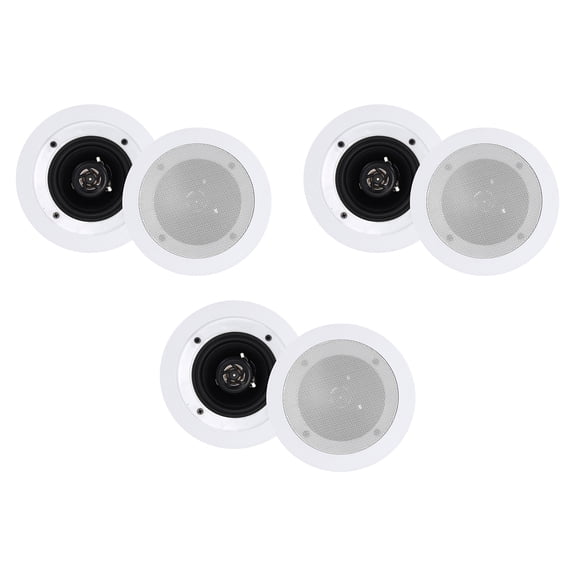 Rockville CC4T White, 4" 70V In-Ceiling Speaker, Paintable Flush-Mount Grill, Swivel Tweeter, 8-Ohm Compatible, Perfect for Restaurants, Offices, and Commercial Audio, 6-Piece