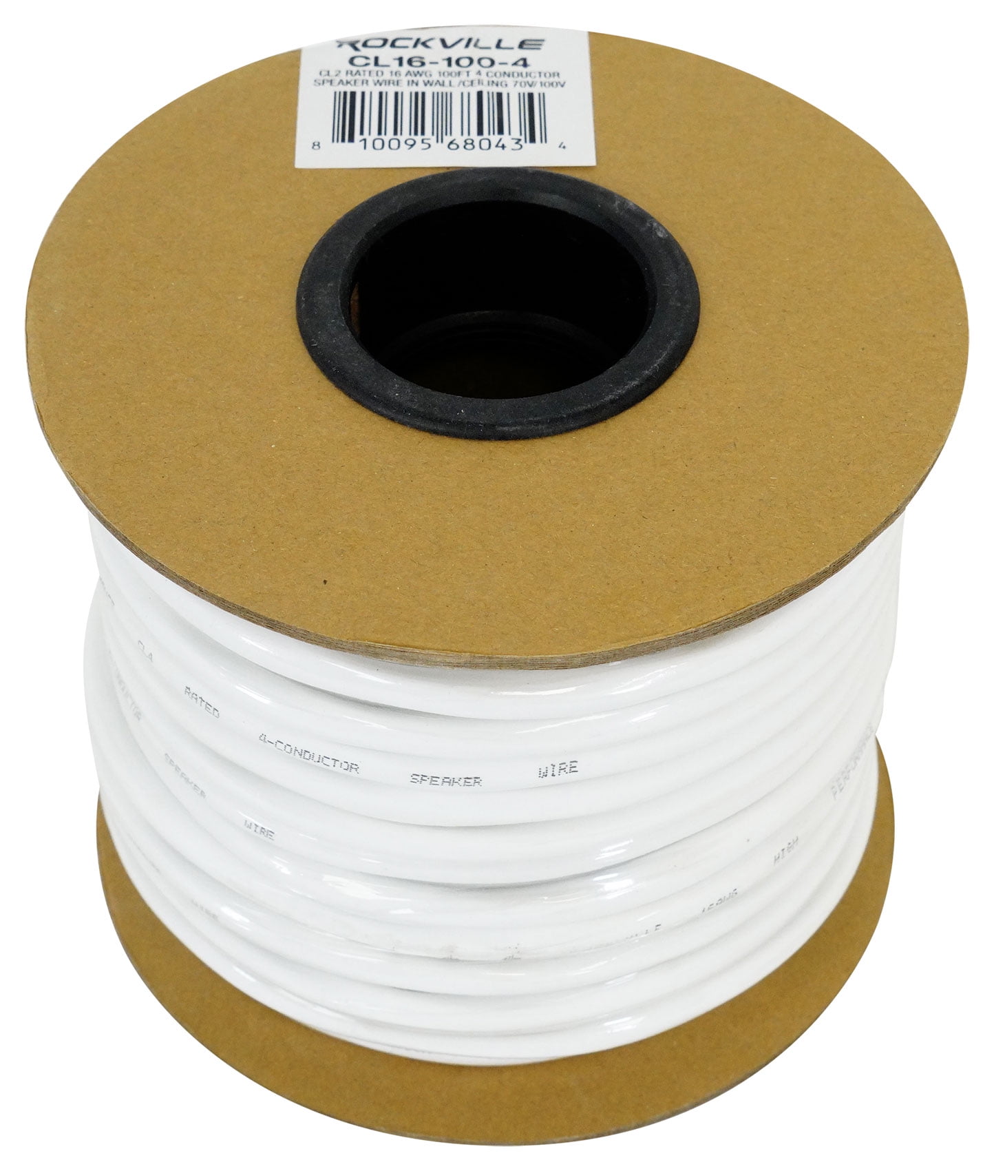 Rockville CL16-100-4 CL2 Rated 16 AWG 100' 4 Conductor Speaker Wire In Ceiling