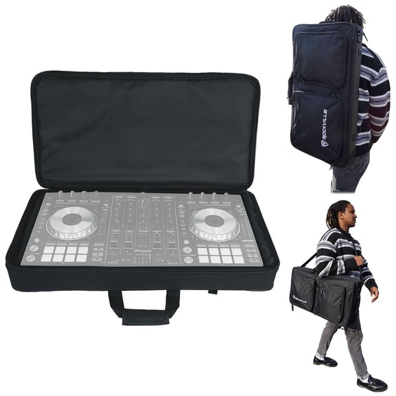 Rockville DC27 Padded DJ Controller Case and Mobile Producer Gig Bag, Backpack with Adjustable Foam Dividers