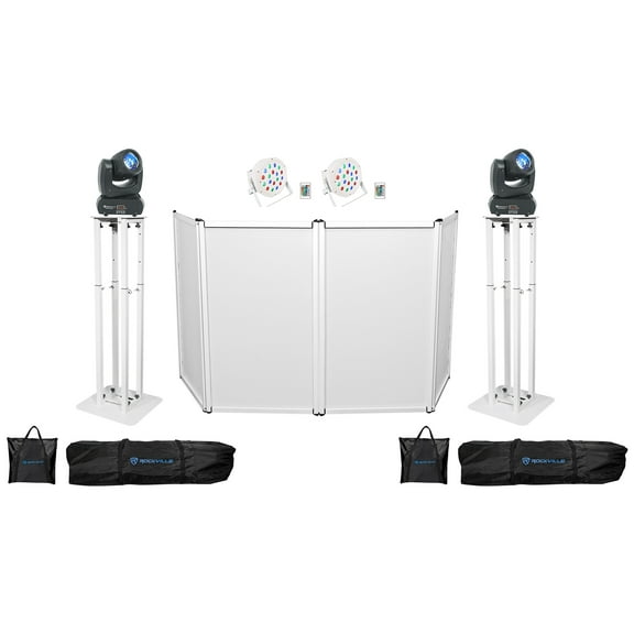 Rockville DJ Package w/(2) Moving Head Lights+Totem Stands+Facade+Up-Lights