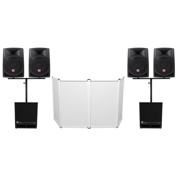 Rockville DJ Package w/(4) 12" Active Speakers+(2) 15" Powered Subwoofers+Facade