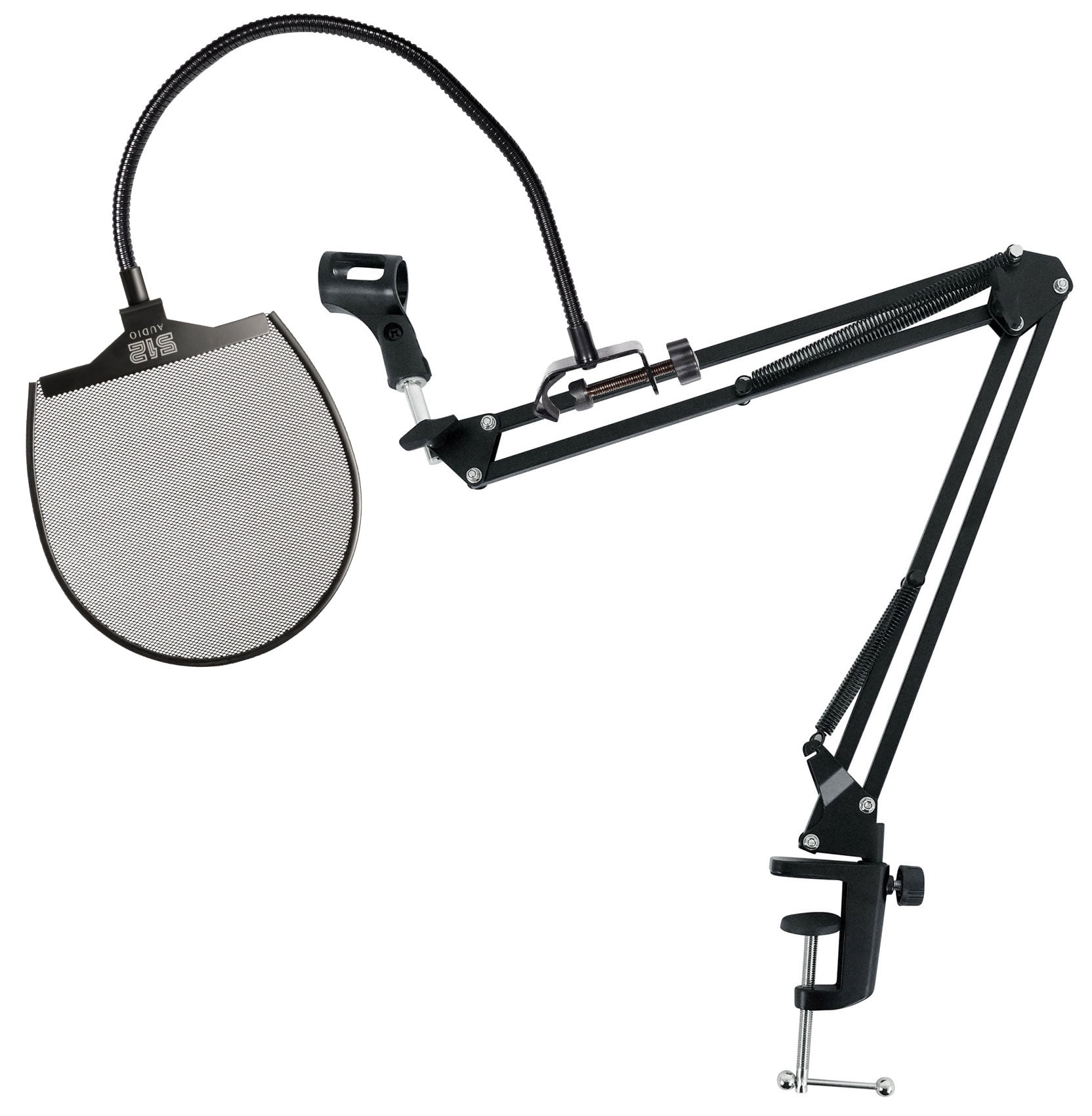 Rockville DMS30 Microphone Boom Arm Studio Podcast Mic Stand+Clamp+Pop Filter