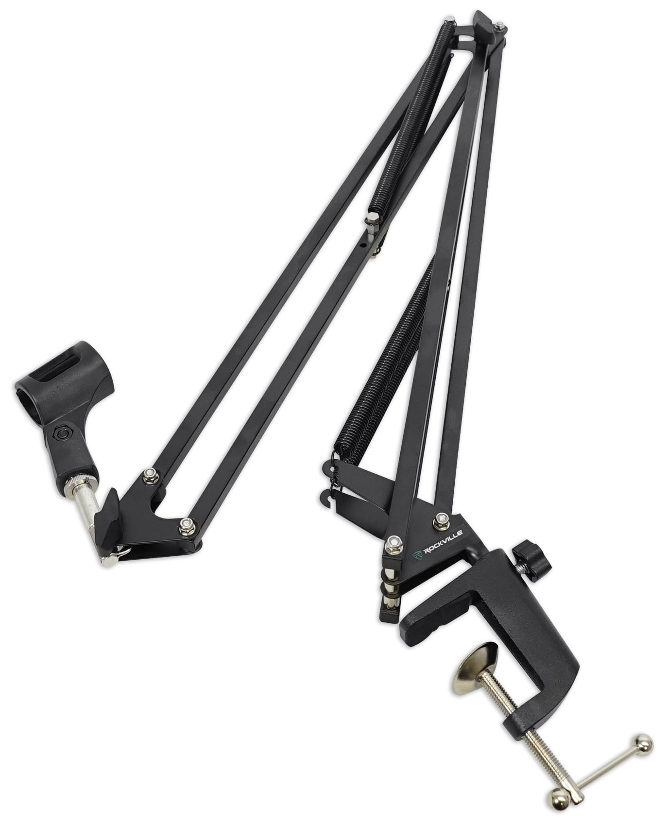 Rockville DMS40 40-Inch Studio Microphone Boom Arm Stand, Aluminum Desk Clamp, 360 degree Rotation, Steel Frame, ABS Mic Clip, for Podcasting and Streaming