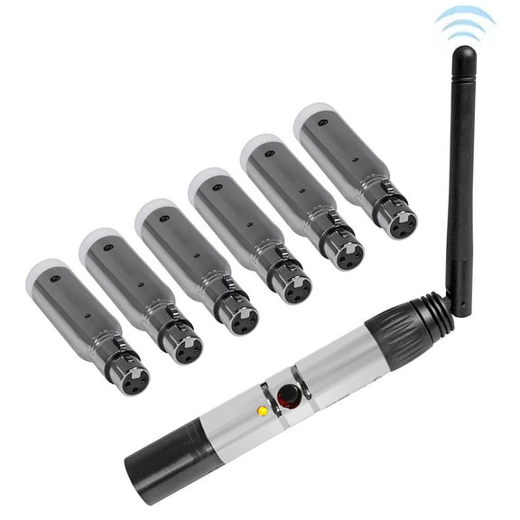 Rockville DMX-WTR Rechargeable Wireless DJ DMX Lighting Transmitter+6) Receivers