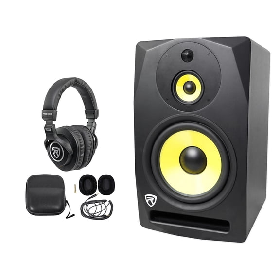 Rockville DPM10B 10" 400w Powered Active 3-Way Studio Monitor Speaker+Headphones