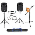 thumbnail image 1 of Rockville Dual 15" Karaoke Machine Speaker System w/Mic Stand w/Tablet Mount+Bag, 1 of 12