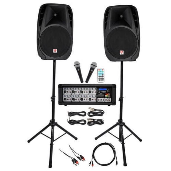 Rockville Dual 15" YouTube Karaoke Machine/System for Android/iphone/ipad/Laptop/TV