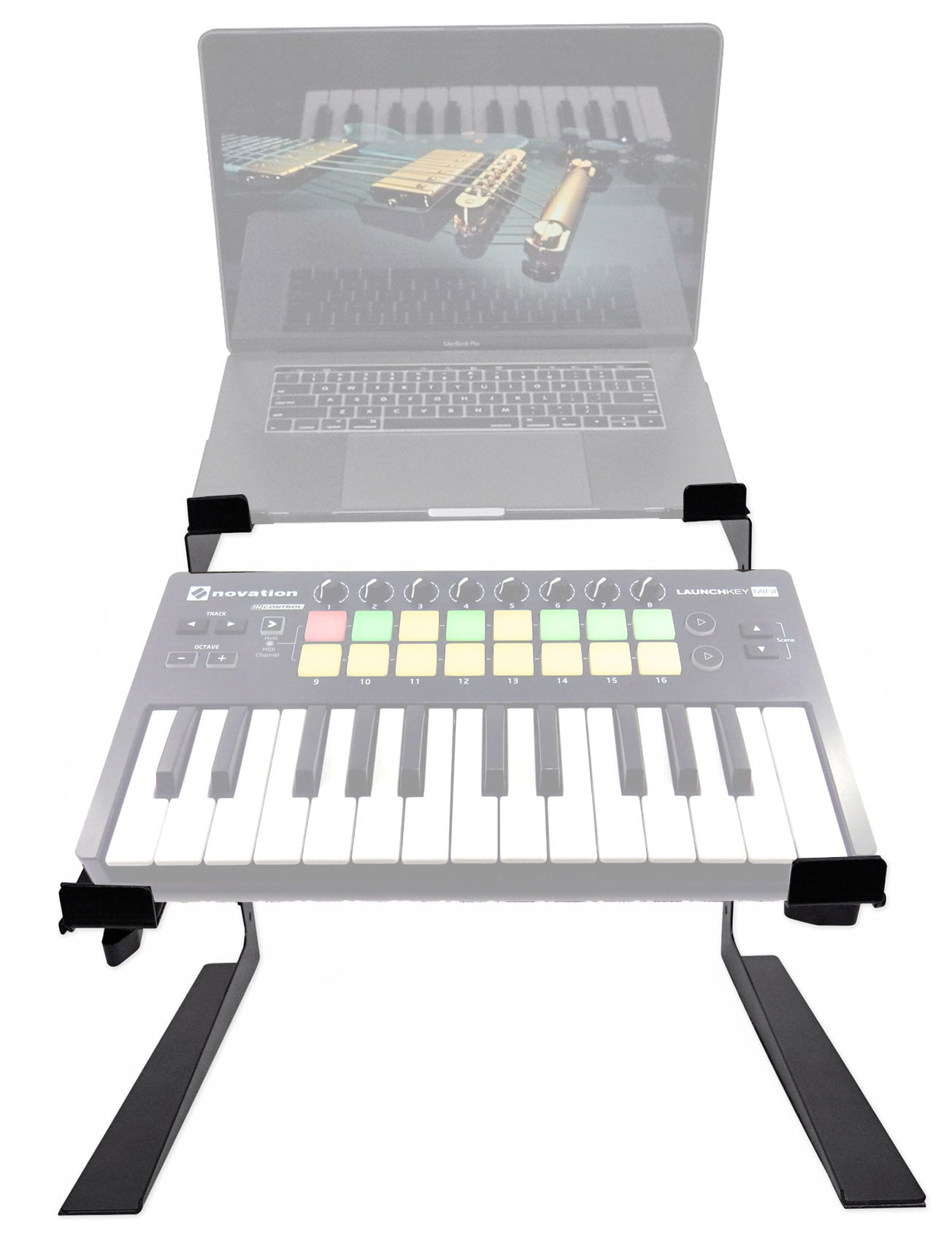 Rockville Dual Laptop+Controller Stand for Novation LAUNCHKEY MINI Keyboard