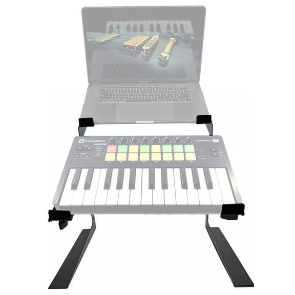 Rockville Dual Laptop+Controller Stand for Novation LAUNCHKEY MINI Keyboard