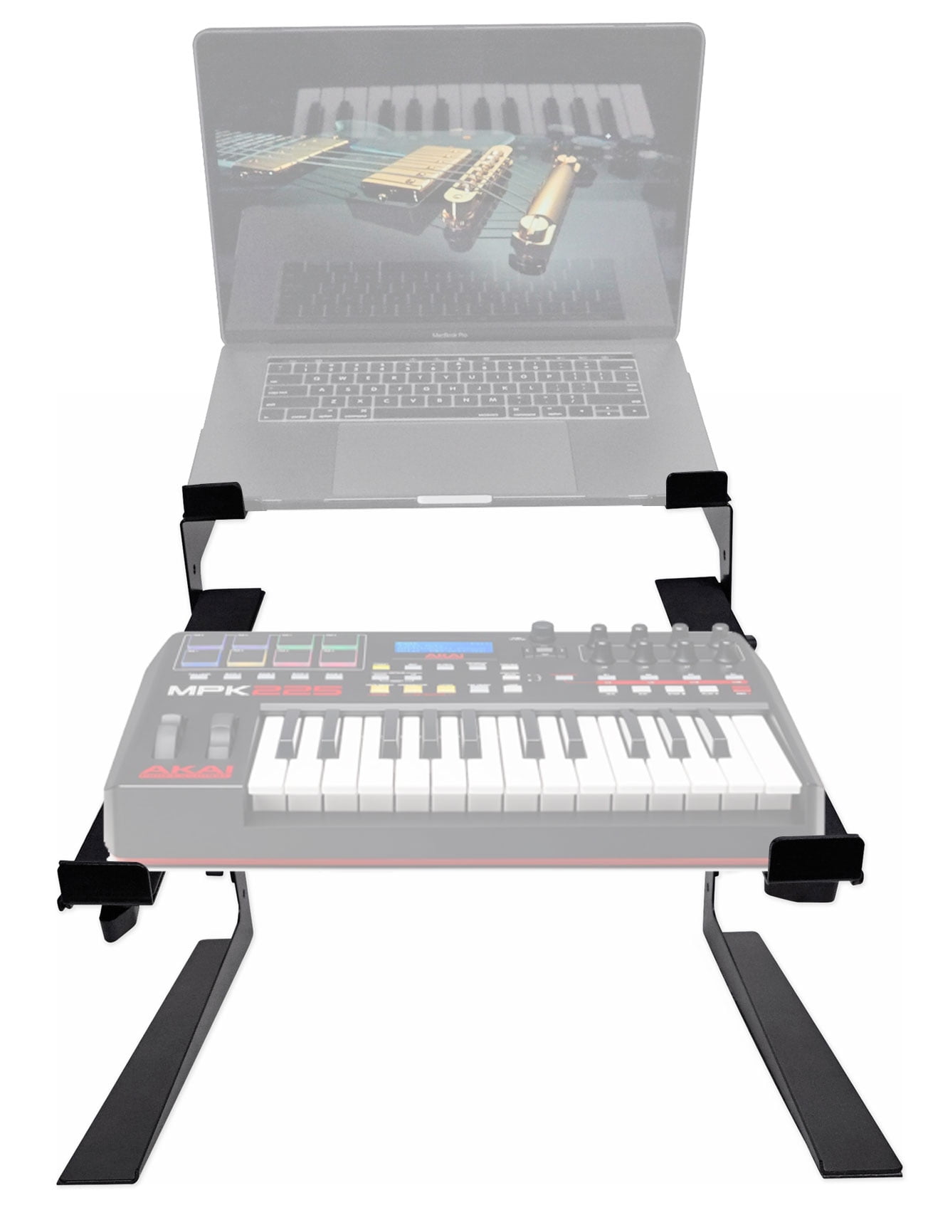Rockville Dual Shelf Laptop+Controller Stand for Akai MPK225 Keyboard