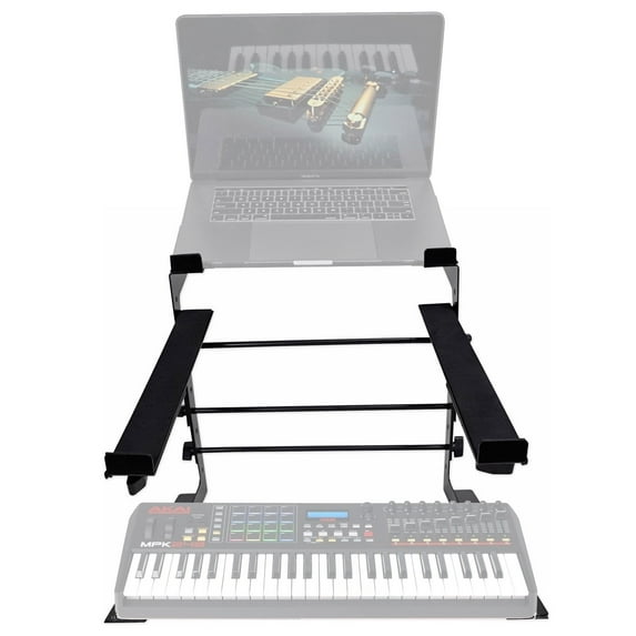 Rockville Dual Shelf Laptop+Controller Stand for Akai MPK249 Keyboard