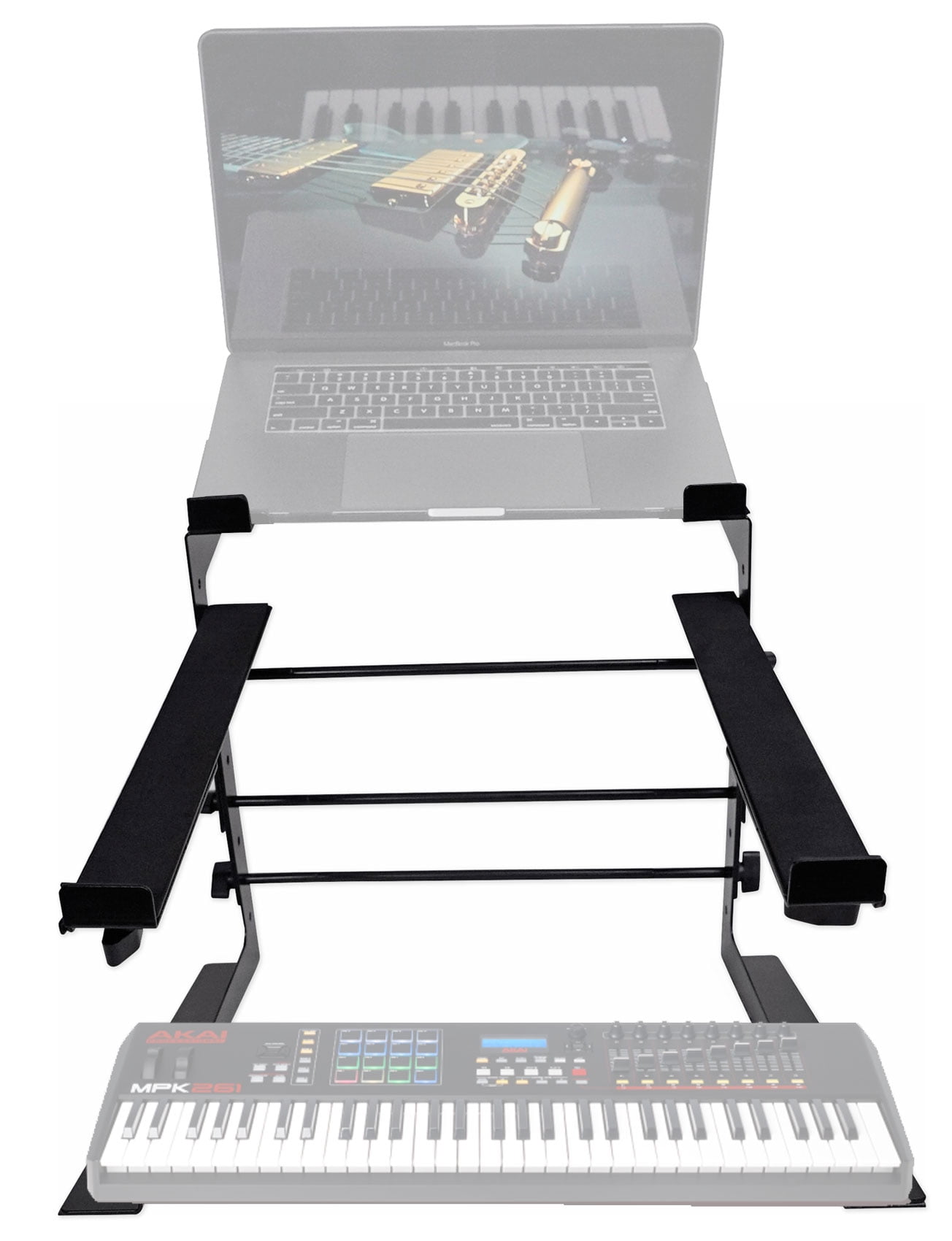 Rockville Dual Shelf Laptop+Controller Stand for Akai MPK261 Keyboard