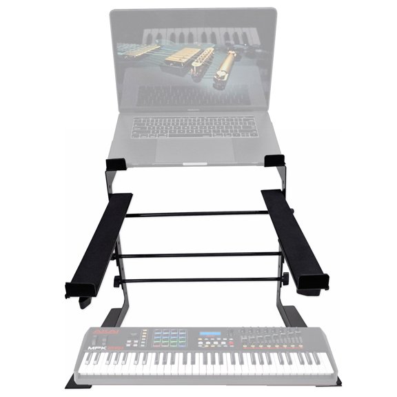 Rockville Dual Shelf Laptop+Controller Stand for Akai MPK261 Keyboard