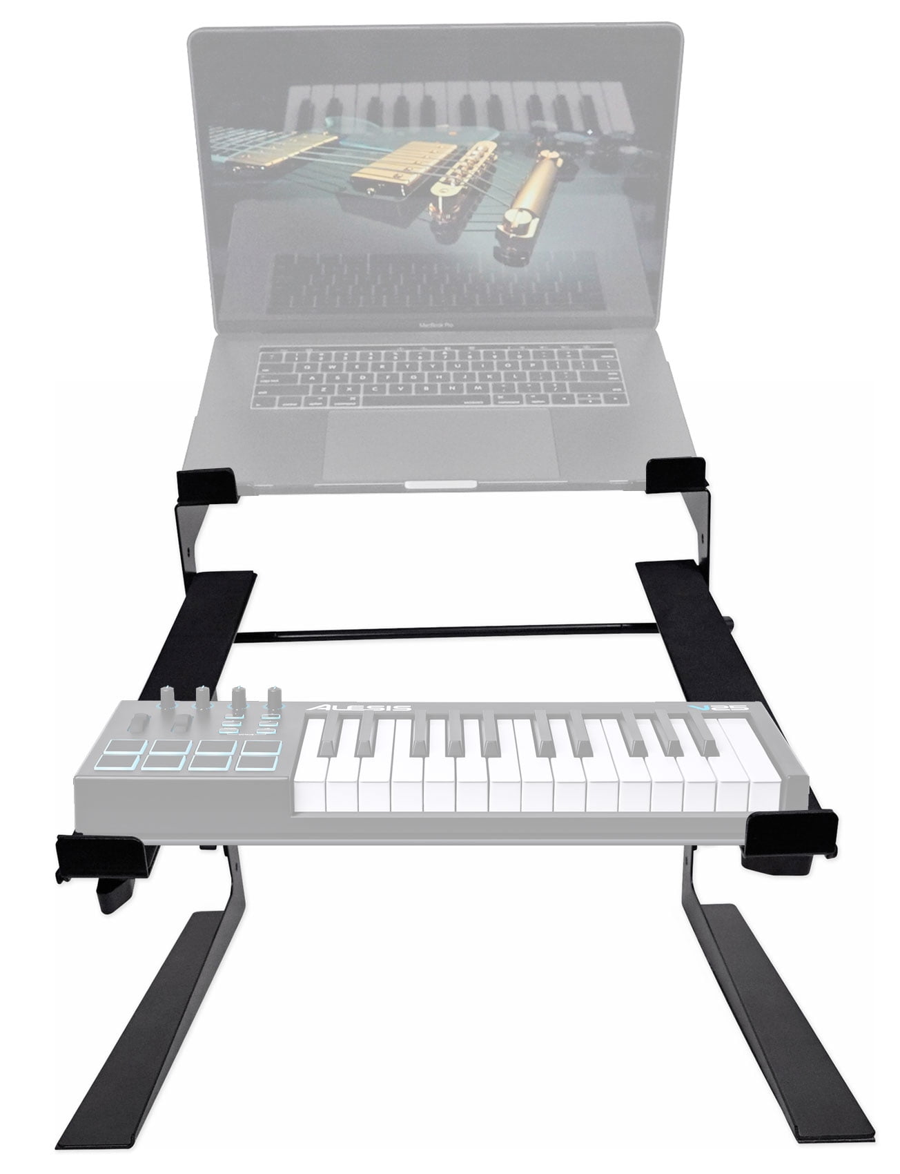 Rockville Dual Shelf Laptop+Controller Stand for Alesis V25 Keyboard
