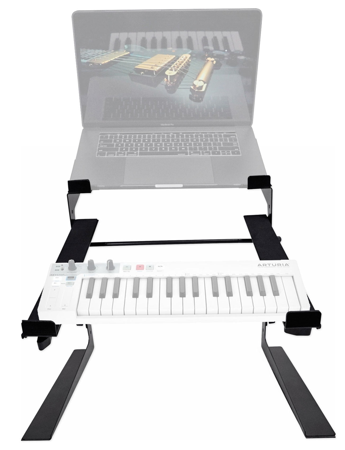 Rockville Dual Shelf Laptop+Controller Stand for Arturia KeyStep Keyboard