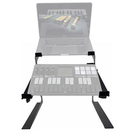 Rockville Dual Shelf Laptop+Controller Stand for Korg nanoKEY Keyboard