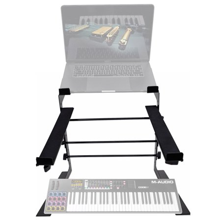 Rockville Dual Shelf Laptop+Controller Stand for M-Audio Code 61 Keyboard
