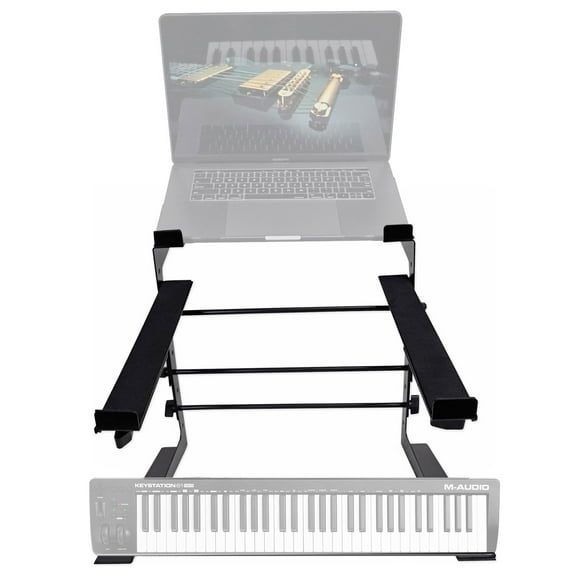 Rockville Dual Shelf Laptop+Controller Stand for M-Audio Keystation 61 Keyboard