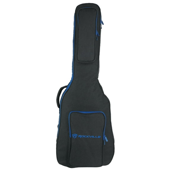 Rockville EGB25-BLU Padded Electric Guitar Gig Bag with Neck Pad + Secure Strap