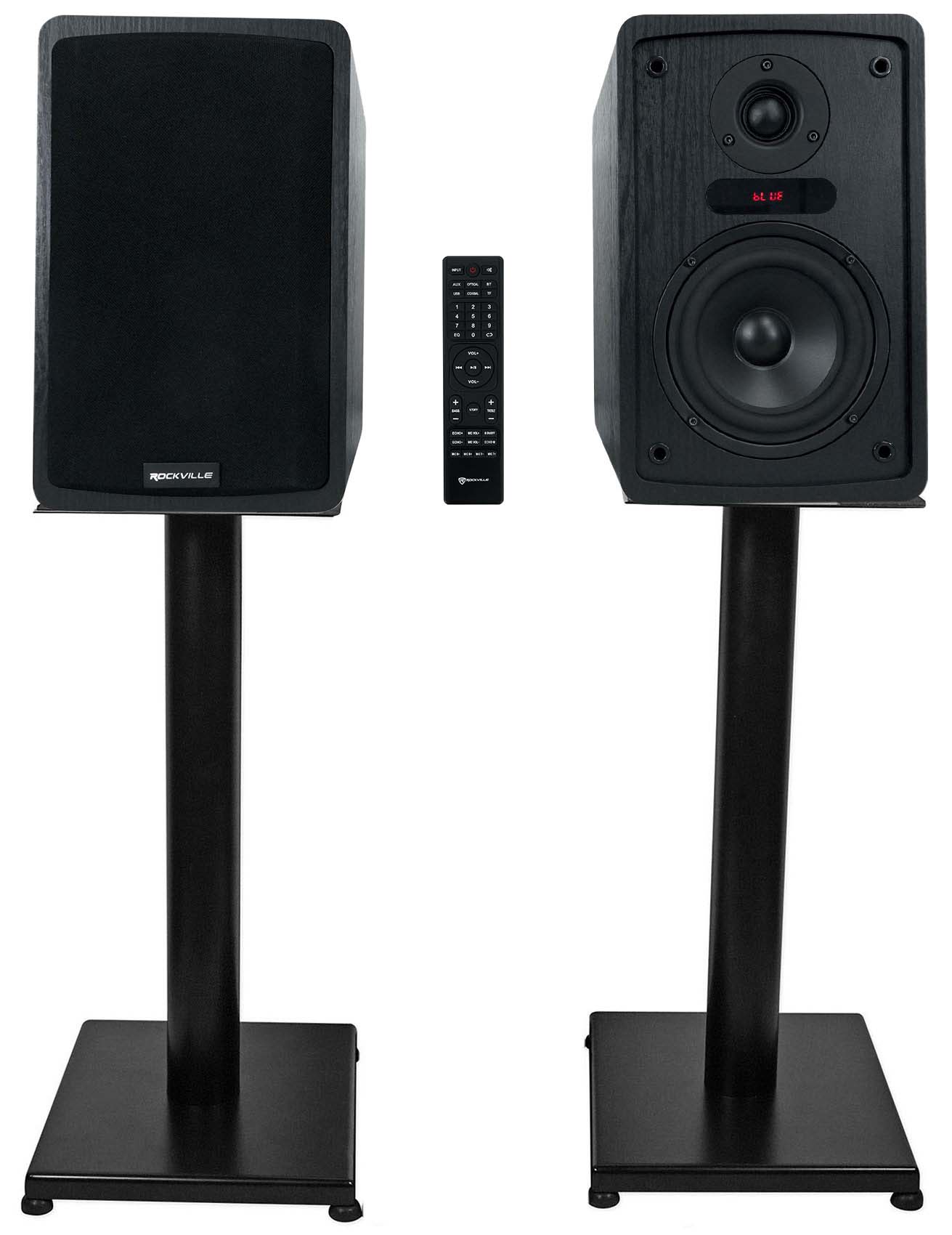 Rockville ELITE-5B 5.25" Powered Bookshelf Speakers Bluetooth/Optical+21" Stands - image 1 of 23
