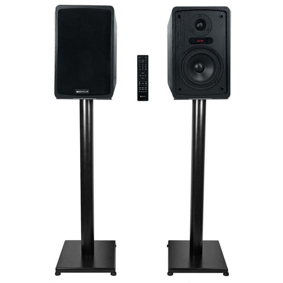 Rockville ELITE-5B 5.25" Powered Bookshelf Speakers Bluetooth/Optical+29" Stands