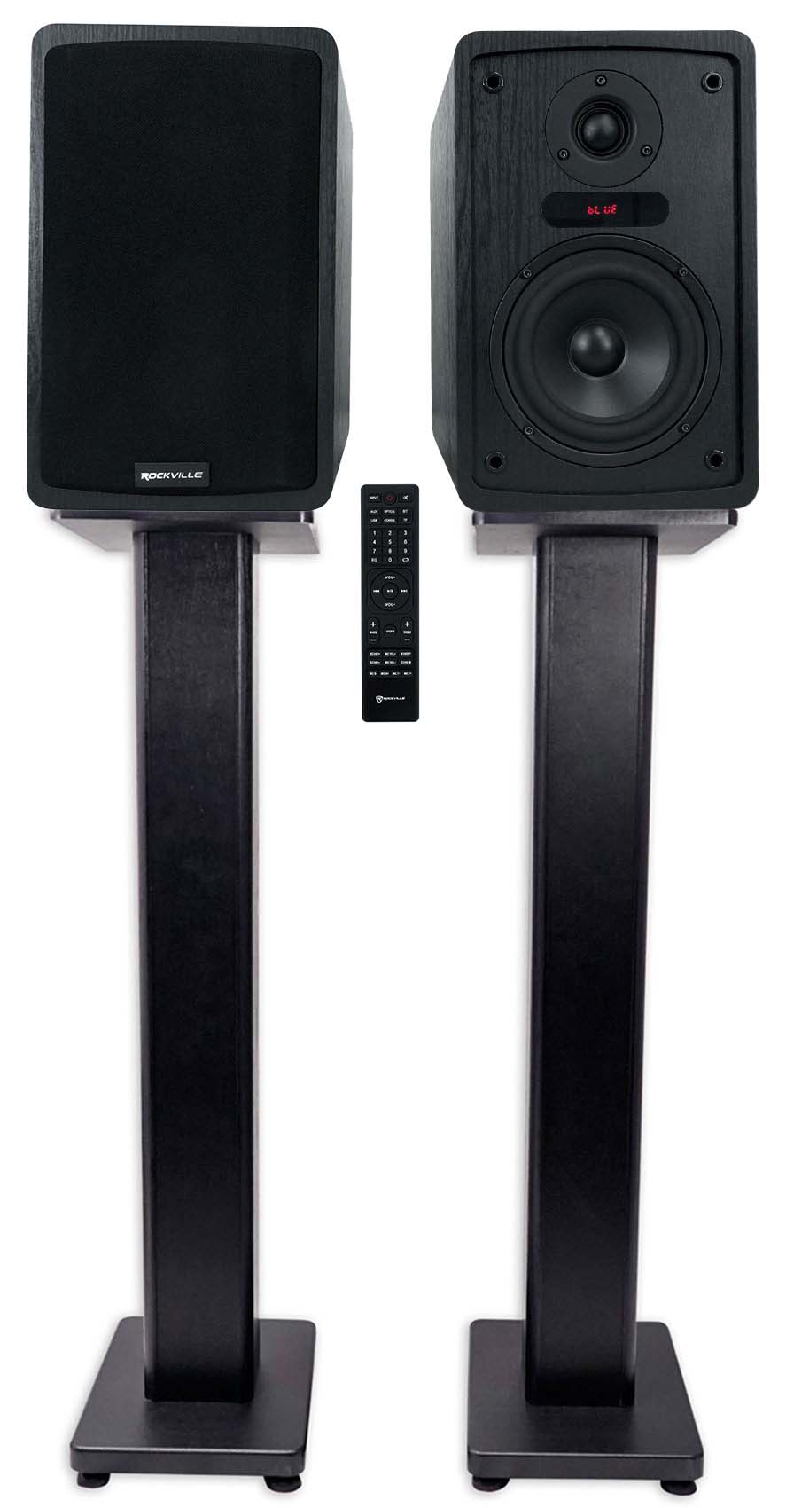 Rockville ELITE-5B 5.25" Powered Bookshelf Speakers Bluetooth/Optical+36" Stands - image 1 of 19