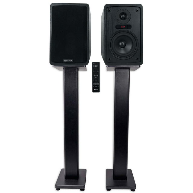 Rockville ELITE-5B 5.25" Powered Bookshelf Speakers Bluetooth/Optical+36" Stands