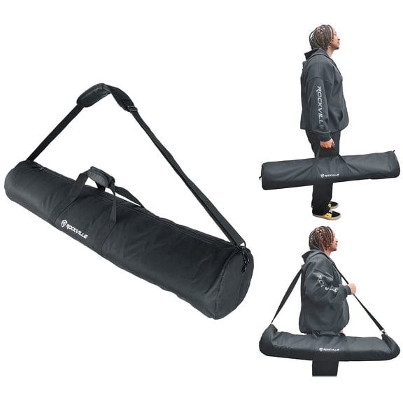 Rockville ESB2 Bag For Pair Tripod Pro DJ Speaker Stands w Foam Padding+Divider