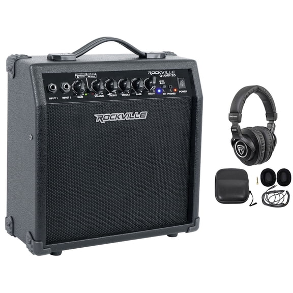 Rockville G-AMP 20 Watt Guitar Amplifier Combo Amp Bluetooth/Delay + Headphones