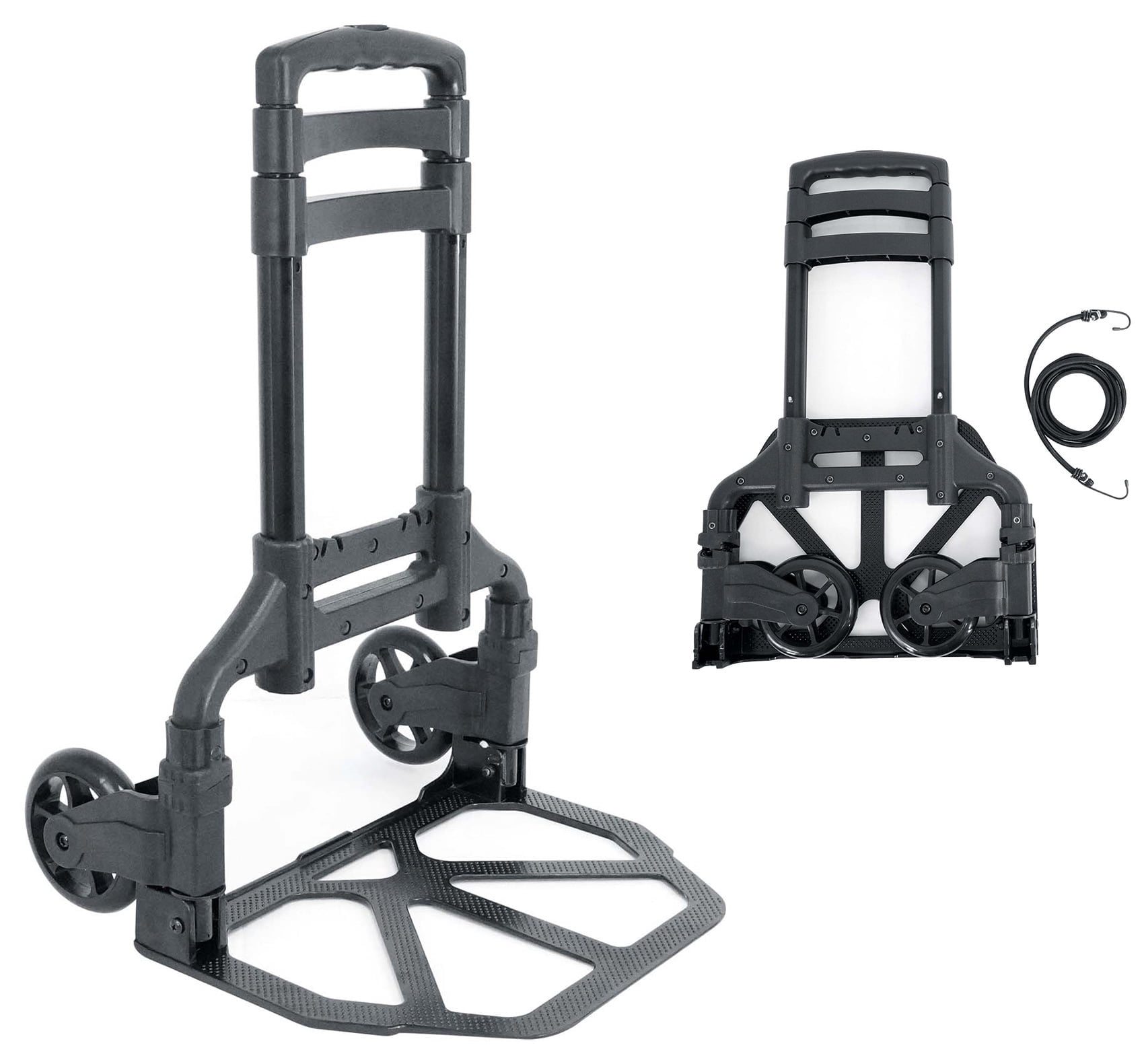Rockville GigMate Foldable Aluminum Trolley Equipment Transport Hand Truck Cart 154 lb Capacity Black