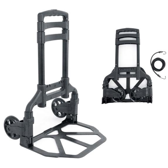 Rockville GigMate Foldable Aluminum Trolley Equipment Transport Hand Truck Cart 154 lb Capacity Black