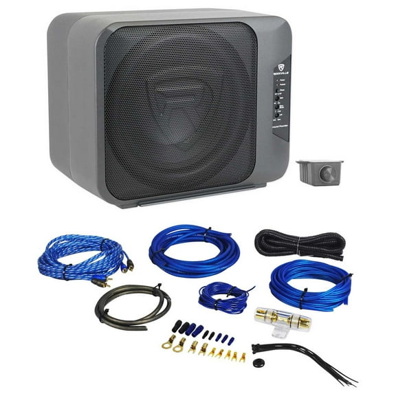 Rockville Ground Pounder 800 Watt Powered Dual 10" Loaded Car Subwoofer+Amp Kit