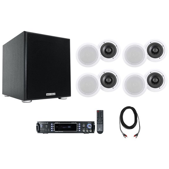 Rockville Home Theater Audio System w/Amplifier+8) 6.5" Ceiling Speakers+10" Sub