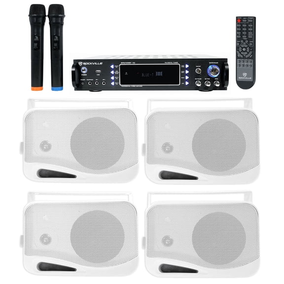 Rockville Hybrid Bluetooth Karaoke Home Theater System+(4) 4" Speakers+(2) Mics