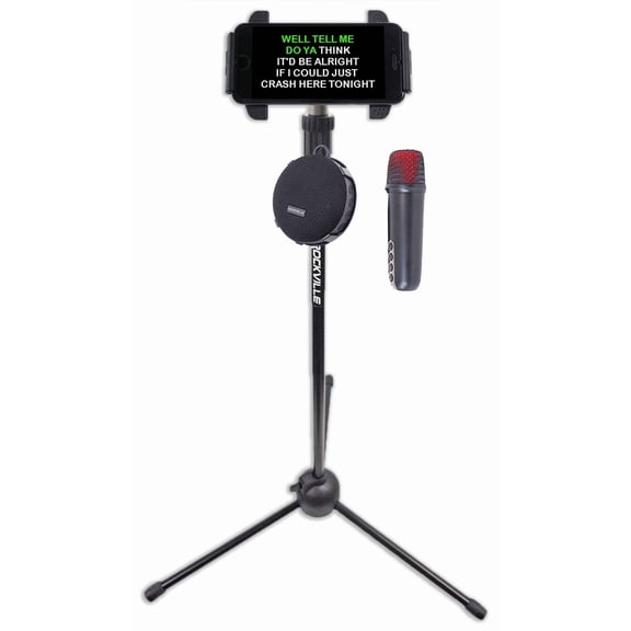 Rockville K-GO Bundle: Waterproof Bluetooth Karaoke Speaker with Wireless Microphone, IPS20 Adjustable Tablet Phone Tripod Stand, 2-items