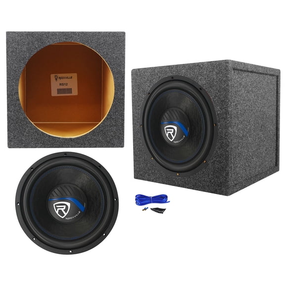 Rockville K5 W12K5S4 12" 1400 Watt 4 Ohm Car Subwoofer+Sealed Sub Box Enclosure