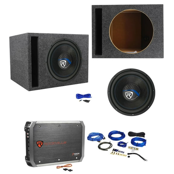 Rockville K5 W12K5S4 12" 1400 Watt Subwoofer/Vented Sub Box/Amplifier/Amp Kit