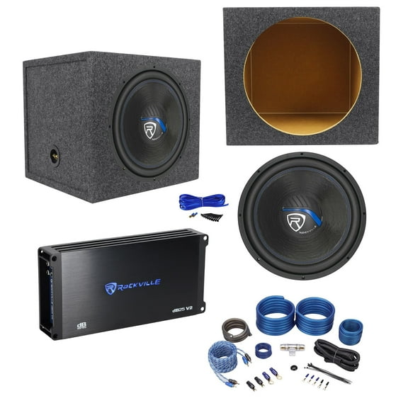Rockville K5 W15K5S4 15" 2000 Watt Subwoofer+Sealed Sub Box+Amplifier+Amp Kit