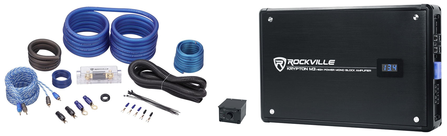 Rockville KRYPTONM3 4000w Max/1000w RMS Mono 1 Ohm Car Amplifier+Amp