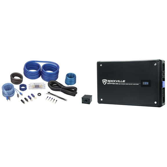 Rockville KRYPTON-M3 4000w Max/1000w RMS Mono 1 Ohm Car Amplifier+Amp Kit+Remote
