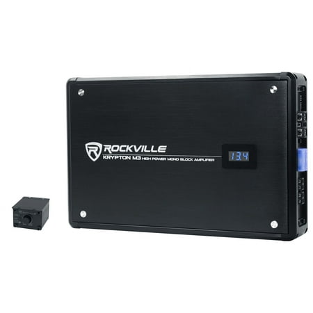 Rockville KRYPTON-M3 4000w Peak/1000w RMS Mono 1 Ohm Car Amplifier Amp+Remote