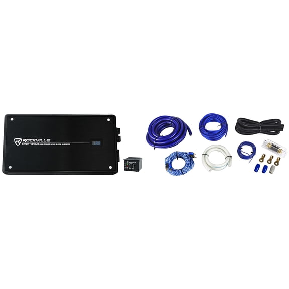 Rockville KRYPTON M4 6000w Peak / 1500w RMS Mono 1 Ohm Amplifier+Remote+Amp Kit