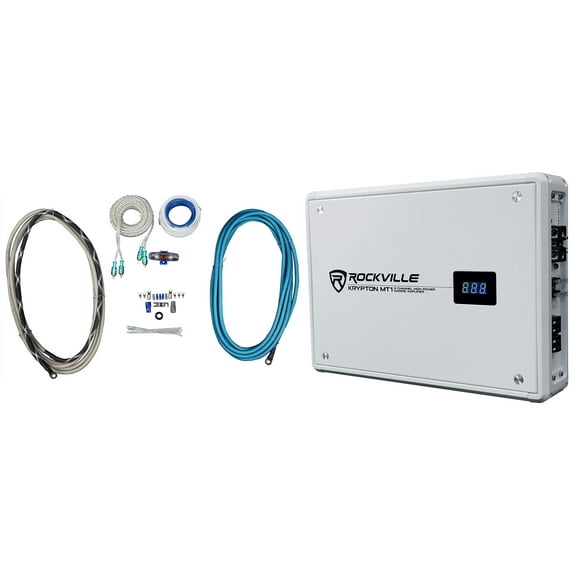 Rockville KRYPTON MT1 1600w 2 Channel Marine/Boat Amplifier w Volt Meter+Amp Kit