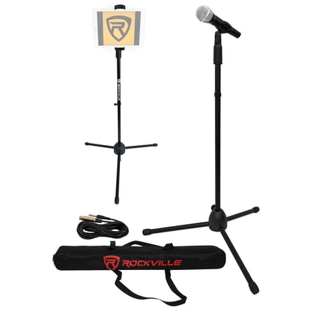 Rockville Karaoke Microphone+Mic Stand+Carry Bag+Cable+Tablet/SmartPhone Stand