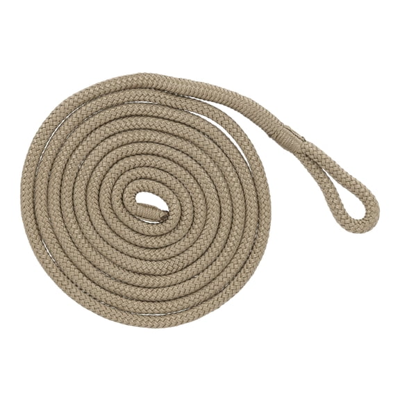 Rockville L38110S 10 ft 3/8 in Fender Line, Double Braided Polypropylene Rope with 2 in Eyelet, Marine Boat Dock Line, Sand