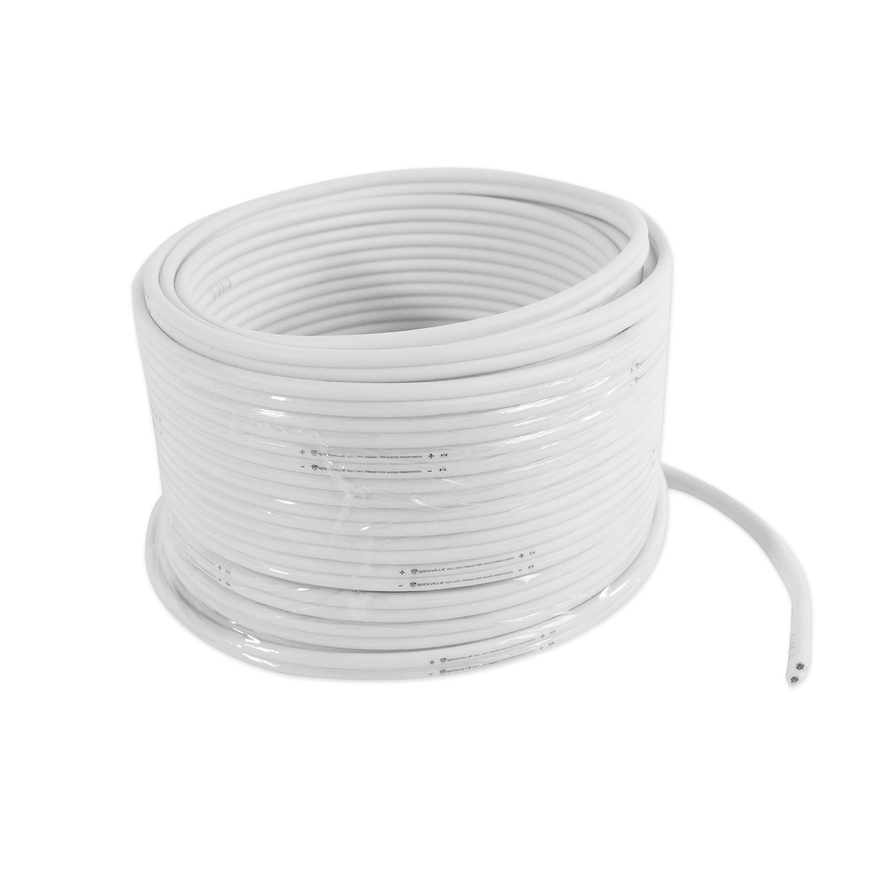 Rockville MARINE 14G50 OFC 14 Gauge 50 Foot 100% Copper Speaker Wire White