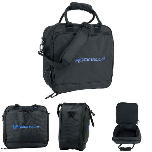 Rockville MB1313 DJ Gear Mixer Gig Bag Case 13" x 13" x 6" Black with Dual-Layer Foam Padding and YKK Zippers