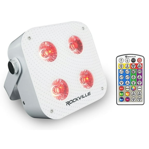 Rockville MINI IR4 White RGBWA+UV DJ/Party Par Wash Up Light+Wireless DMX+App